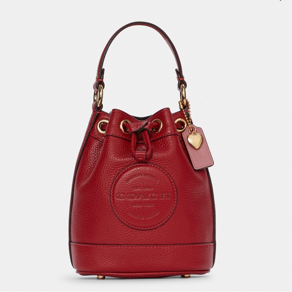 Coach Mini Dempsy Bucket Bag with Coach patch and Heart Charm